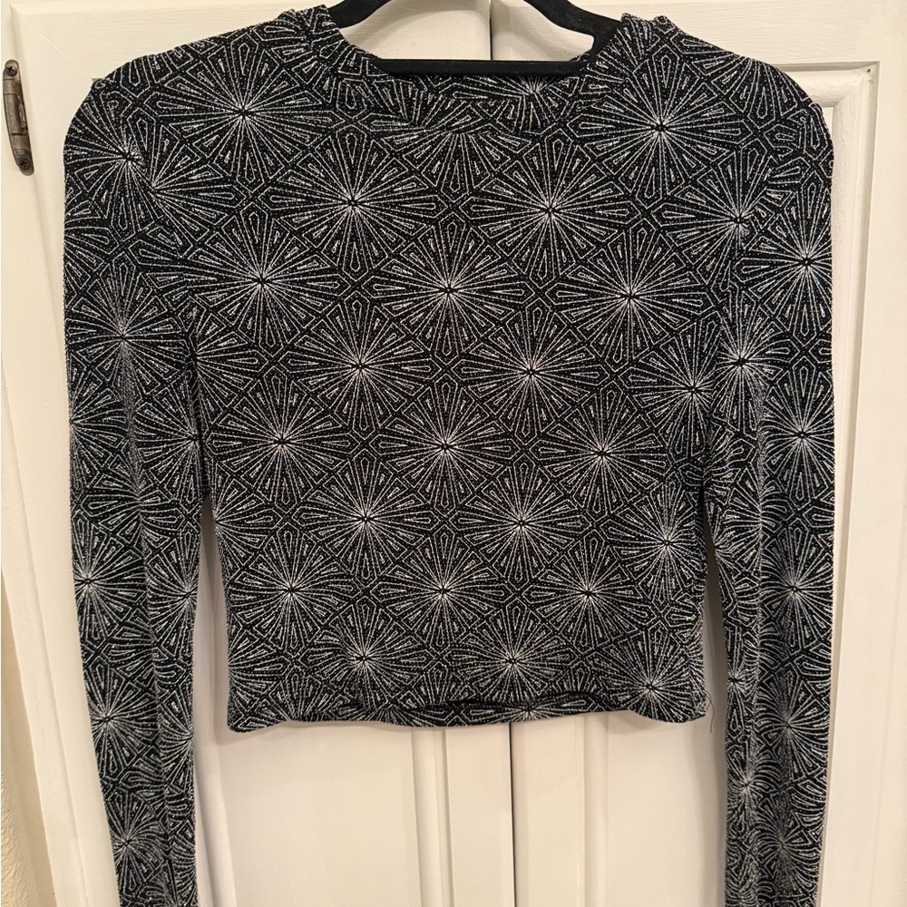 Y2K Glitter Patterned Crop Top